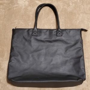 Chico's Large Black Tote Bag Faux Leather 17x16.5